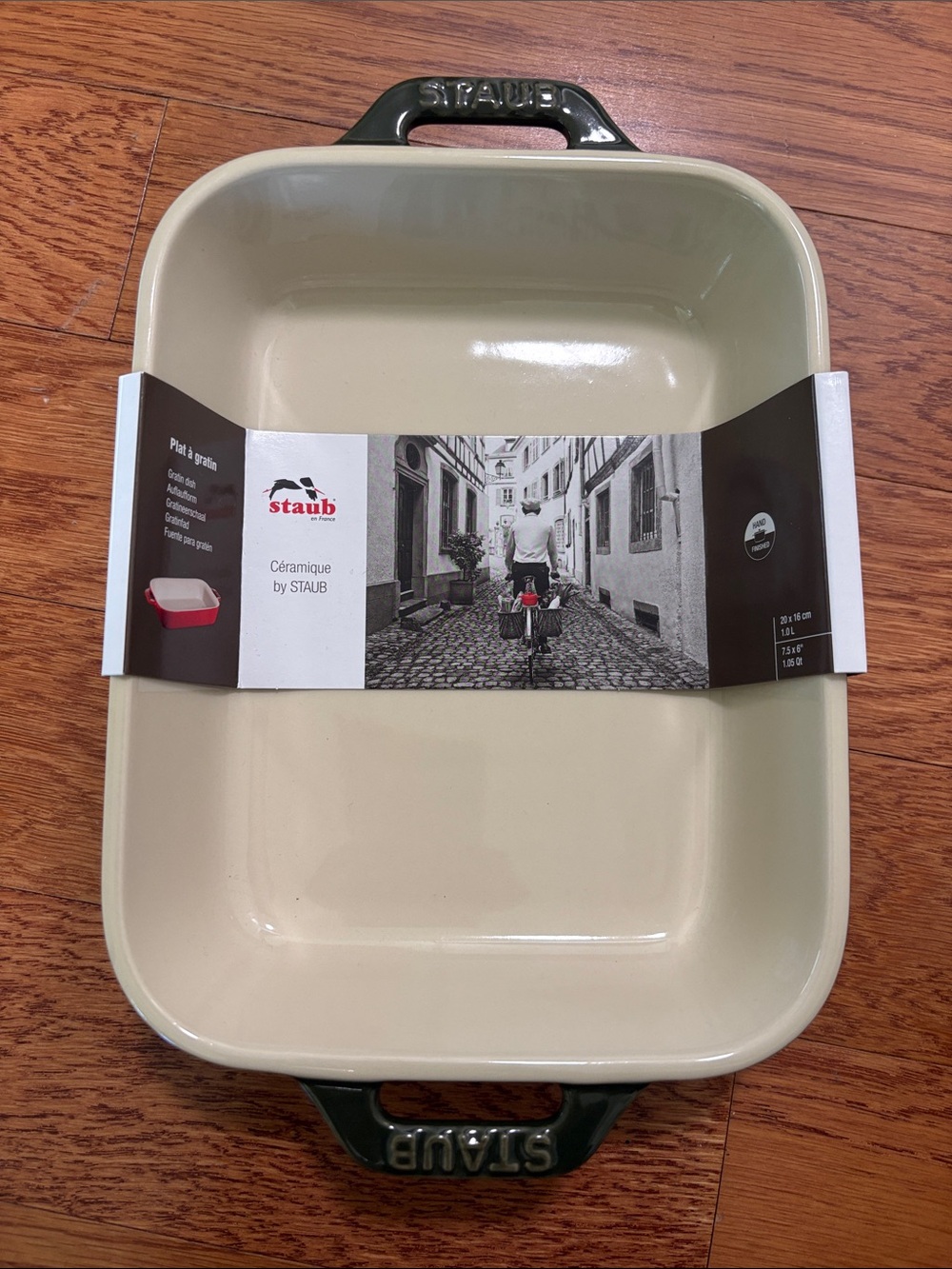 Staub Rectangular Gratin Dish 7.5x6 Basil Green